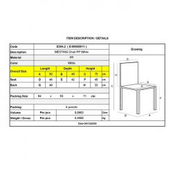 WESTING Καρέκλα PP Άσπρο 50Χ46Χ75
