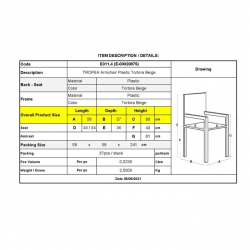 TROPEA Πολυθρόνα Στοιβαζόμενη Πλαστική Tortora 58x57x89cm