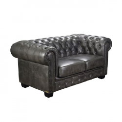 CHESTERFIELD 689 2-Θ ΚΑΝΑΠΕΣ ΔΕΡΜΑ ANTIQUE GREY 160X92X72cm