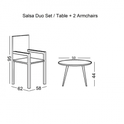 SALSA DUO SET ΚΑΘΙΣΤΙΚΟ ΜΕΤΑΛΛΙΚΟ ΜΑΥΡΟ/WICKER ΦΥΣΙΚΟ Τραπ:Φ50x44cm/Πολ:58x65x95cm