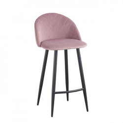 BELLA Σκαμπώ Bar Μέταλλο Βαφή Μαύρο / Ύφασμα Velure Dirty Pink 48x55x70/94cm