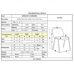 SIGMA Καρέκλα Στοιβαζόμενη Γραφείου Επισκέπτη, Μέταλλο Βαφή Μαύρο, Ύφασμα Μπλε 55Χ60Χ79