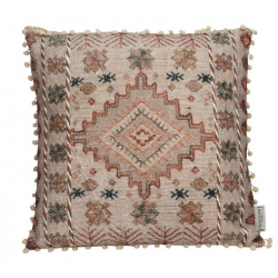 Μαξιλάρι cotton μπεζ/μαύρο tribal σχέδιο 50x50cm