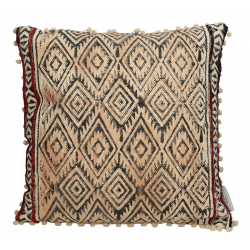 Μαξιλάρι cotton μπεζ/μαύρο tribal σχέδιο 50x50cm