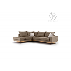 Γωνιακός καναπές δεξιά γωνία Luxury II pakoworld ύφασμα mocha-cream 290x235x95εκ