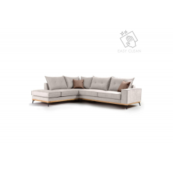 Γωνιακός καναπές δεξιά γωνία Luxury II pakoworld ύφασμα cream-mocha 290x235x95εκ