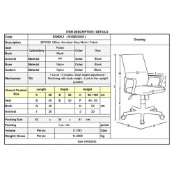 BF8760 Πολυθρόνα Γραφείου, Mesh Γκρι, Ύφασμα Γκρι 66Χ65Χ106