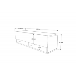 Έπιπλο τηλεόρασης επιτοίχιο Roscoe pakoworld ανθρακί-oak 100x31,5x29εκ
