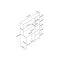 Γραφείο εργασίας-ραφιέρα Janson pakoworld λευκό 113x40x142εκ