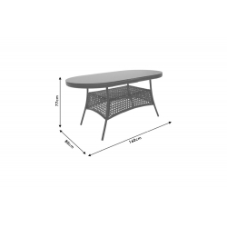 Τραπέζι Cellin pakoworld μέταλλο-pe rattan καφέ 160x80x77εκ