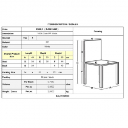 VIDA Καρέκλα Κήπου Στοιβαζόμενη, PP Άσπρο