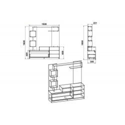 Σύνθετο σαλονιού Aiden pakoworld sonoma-λευκό 150x38.5x160εκ