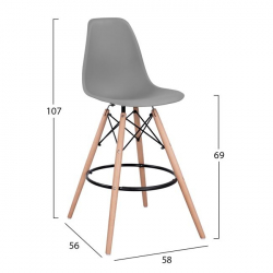 ΣΚΑΜΠΟ ΜΠΑΡ RENATA HM0173.10 ΓΚΡΙ 58x56x107Υ εκ.