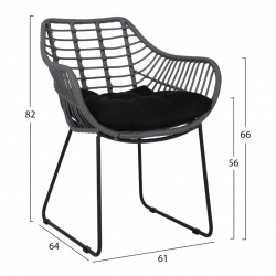 ΠΟΛΥΘΡΟΝΑ ΜΕΤΑΛΛΙΚΗ ΜΕ ΜΑΣΙΦ ΣΚΕΛΕΤΟ ΜΑΥΡΟ ΜΑΤ ΜΕ WICKER ΓΚΡΙ MOKA 60x56x84Υ εκ.HM5300.10