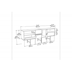 Μπουφές Kevan pakoworld μαύρο μαρμάρου-μαύρο πόδι 180x35x65εκ