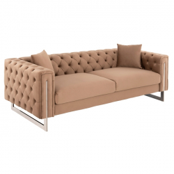 ΚΑΝΑΠΕΣ τ.CHESTERFIELD MOBAR HM3263.03 ΜΠΕΖ ΒΕΛΟΥΔΟ-ΜΕΤΑΛΛΙΚΑ ΠΟΔΙΑ 212x87x68Υεκ