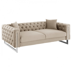 ΚΑΝΑΠΕΣ τ.CHESTERFIELD MOBAR HM3263.02 ΚΡΕΜ ΒΕΛΟΥΔΟ-ΜΕΤΑΛΛΙΚΑ ΠΟΔΙΑ 212x87x68Υεκ