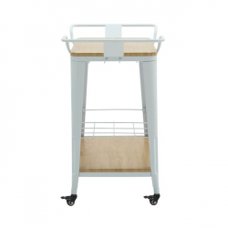 RELIX Trolley Bar-Pro Μέταλλο Βαφή Άσπρο, MDF Απόχρωση Φυσικό 74x49x82cm