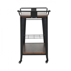 RELIX Trolley Bar-Pro Μέταλλο Βαφή Μαύρο, MDF Απόχρωση Καρυδί 74x49x82cm