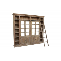 Βιβλιοθήκη Librardy Inart lime wash μασίφ mango ξύλο 247x35x220εκ