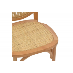 Καρέκλα Camil pakoworld φυσικό ξύλο οξιάς-φυσικό rattan 45x50x94εκ