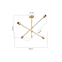 Φωτιστικό οροφής τετράφωτο PWL-1158 pakoworld E27 χρυσό 90x90x55εκ