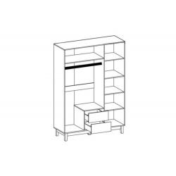 Ντουλάπα Awell pakoworld τρίφυλλη sonoma-λευκό 153.5x54.5x216εκ