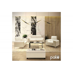 Καναπές Shea pakoworld 2θέσιος PU ivory-inox 158x80x87εκ