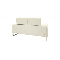 Καναπές Shea pakoworld 2θέσιος PU ivory-inox 158x80x87εκ