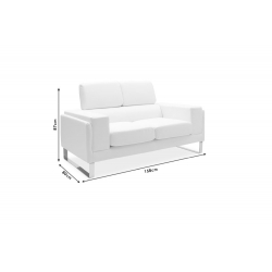 Καναπές Shea pakoworld 2θέσιος PU ivory-inox 158x80x87εκ