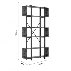 Βιβλιοθήκη Graham pakoworld καρυδί-μαύρο 120x22x185εκ