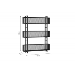 Βιβλιοθήκη Fifer pakoworld καρυδί-μαύρο 120x27x185εκ