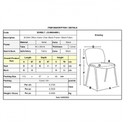 SIGMA Kαρέκλα Γραφείου Eπισκέπτη, Μέταλλο Βαφή Μαύρο, Ύφασμα Μαύρο 57Χ57Χ79