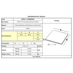 CONTRACT SLIQ ΕΠΙΦΑΝΕΙΑ ΤΡΑΠΕΖΙΟΥ WALNUT 80x80cm