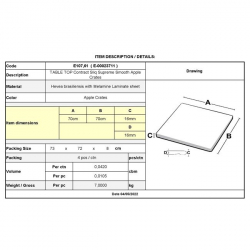 Contract Sliq Supreme, Επιφάνεια Τραπεζιού, Werzalit Απόχρωση Apple Crates 70x70cm/16mm