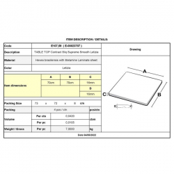 Contract Sliq Supreme, Επιφάνεια Τραπεζιού, Werzalit σε Απόχρωση Letizia 70x70cm/16mm