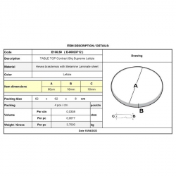 Contract Sliq Supreme Επιφάνεια Τραπεζιού, Werzalit Απόχρωση Letizia Φ60cm/16mm