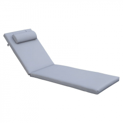 SUNLOUNGER Μαξιλάρι Ξαπλώστρας με Προσκέφαλο,  Ύφασμα Γκρι, Foam+Polyester Φερμουάρ-Velcro 196(78+118)x60x7cm