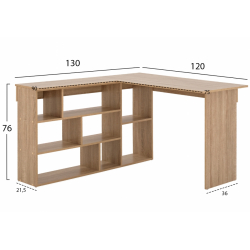 ΓΡΑΦΕΙΟ ΓΩΝΙΑΚΟ JADINE HM2288.02 SONAMA ΜΕ ΡΑΦΙΑ 120x130x76 εκ.