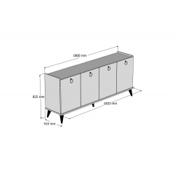 Μπουφές Lireta pakoworld μελαμίνης καρυδί-μαύρο 182x41x82.5εκ