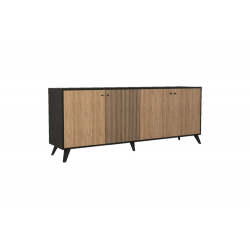 Μπουφές Flipter pakoworld μελαμίνης oak-μαύρο 180x40x78,6εκ