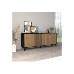 Μπουφές Flipter pakoworld μελαμίνης oak-μαύρο 180x40x78,6εκ