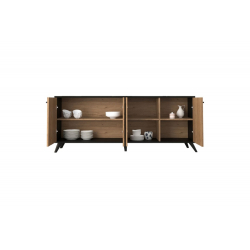 Μπουφές Flipter pakoworld μελαμίνης oak-μαύρο 180x40x78,6εκ