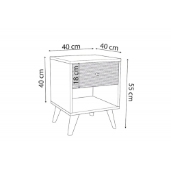 Κομοδίνο Flipter pakoworld μελαμίνης μαύρο-oak 40x40x55εκ