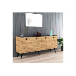 Μπουφές Jeslie pakoworld μελαμίνης oak-ανθρακί 180x40x79εκ