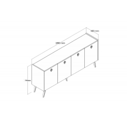 Μπουφές Jeslie pakoworld μελαμίνης oak-ανθρακί 180x40x79εκ