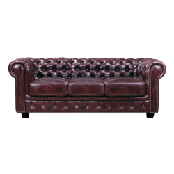 CHESTERFIELD-689 Τ.3ΘΕΣ.ΔΕΡΜΑ ANTIQUE RED 201X92X72