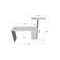 Γραφείο-ραφιέρα Kary pakoworld μαύρο-oak 152,5x40x120εκ