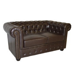 HM3010.01 ΚΑΝΑΠΕΣ 2ΘΕΣΙΟΣ T.CHESTERFIELD ΤΕΧΝΟΔΕΡΜΑ ΣΚΟΥΡΟ ΚΑΦΕ 155X90X73