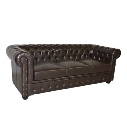 HM3009.01 ΚΑΝΑΠΕΣ 3ΘΕΣΙΟΣ T.CHESTERFIELD ΤΕΧΝΟΔΕΡΜΑ ΣΚΟΥΡΟ ΚΑΦΕ 208X90X73